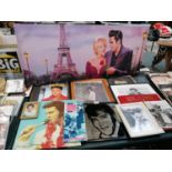 ASSORTED ELVIS PRESLEY ITEMS, LARGE CANVAS, BOOKS ETC