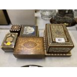 A COLLECTION OF SMALL INLAID BOXES