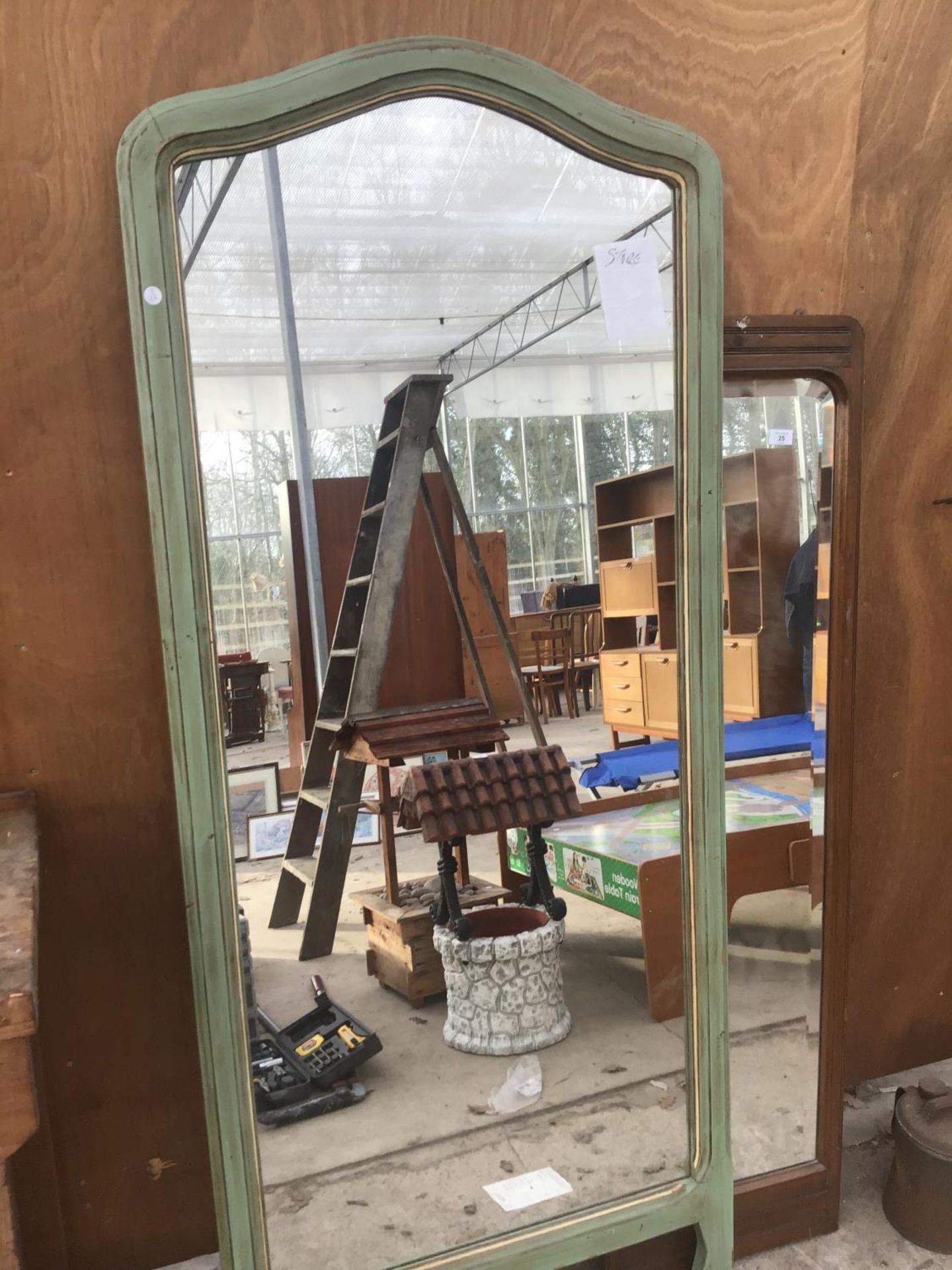 TWO LARGE WOODEN FRAMED MIRRORS LARGEST 184CM X 79CM - Image 2 of 2