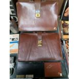 TWO VINTAGE BRIEFCASES ETC