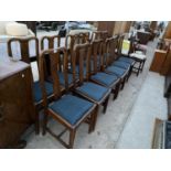 TWELVE HIGH BACKED MAHOGANY DINING CHAIRS
