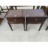 TWO STAG MINSTREL MAHOGANY BEDSIDE CHESTS