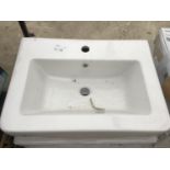 AN AS NEW AND BOXED VICTORIA PLUMB WHITE WASH BASIN 600 X 440 BAS1001