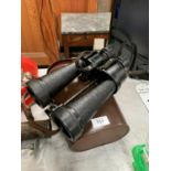 A PAIR OF CROWS FOOT BINOCULARS AND CASE