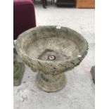 A LARGE CONCRETE ACANTHUS URN 48CM HIGH X 54CM DIAMETER