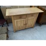 A MODERN OAK SIDEBOARD WITH TWO DOORS AND TWO DRAWERS