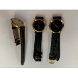 THREE FASHION WRIST WATCHES WITH BLACK STRAPS