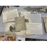 A COLLECTION OF VARIOUS LETTERS AND LITERATURE DATING BACK FROM THE 1880'S