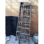 TWO SETS OF VINTAGE WOODEN SIX RUNG STEP LADDERS