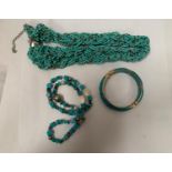 TWO TURQUOISE 'NAVAJO' NECKLACES AND A BRACELET