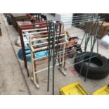 FIVE VARIOUS TOWEL RAILS AND DRYING RACKS TO INCLUDE FOUR WOODEN AND ONE METAL