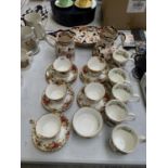 A MIXED GROUP OF ITEMS - ROYAL ALBERT OLD COUNTRY ROSES CUPS AND SAUCERS, MASONS MANDALAY ITEMS ETC