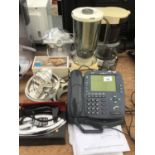 A FOOD PROCESSOR AND ATTACHMENTS, A TRAVEL IRON, TELEPHONE ETC