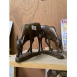 TWO DECORATIVE WOODEN ANIMAL MODELS