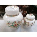 TWO COALPORT 'MING ROSE' PATTERN GINGER JARS