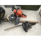 A RYOBI PETROL HEDGE CUTTER, AND TWO FURTHER PETROL MOTORS FOR SPARE OR REPAIR