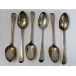 A SET OF SIX GEORGIAN SILVER HALLMARKED TEASPOONS, (ONE LATER), TOTAL WEIGHT 90.5G