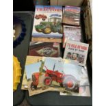 A MIXED LOT OF FARM TRACTOR ITEMS - BOOKS, PHOTOS, DVD'S ETC