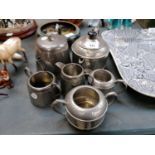 A COLLECTION OF PEWTER TEA SET ITEMS TO INCLUDE 'CRAFTSMAN PEWTER' EXAMPLE