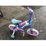 A 'FROZEN' CHILDS BIKE WITH STABILISERS