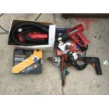 VARIOUS TOOLS TO INCLUDE A BOXED DIRT DEVIL HOOVER, PARKSIDE WALLPAPER STRIPPER, ROTARY TOOL KIT,