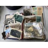 A BOX OF VINTAGE POSTCARDS ETC