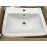 AN AS NEW AND BOXED VICTORIA PLUMB WHITE WASH BASIN 550 BAS1004