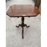 A GEORGE III MAHOGANY OCCASIONAL TABLE WITH RECTANGULAR SNAP TOP AND TRIPOD SUPPORT