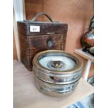 A VINTAGE OAK CASED PIGEON RACING TIMER CLOCK