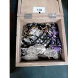 A BOX OF ASSORTED WHITE METAL JEWELLERY