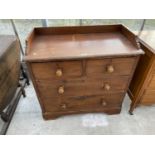 A VICTORIAN SCUMBLED PINE CHEST OF TWO SHORT AND TWO LONG DRAWERS WITH SPLASHBACK AND SIDES