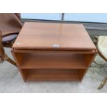 A RETRO TEAK SERVING CABINET WITH SWIVEL TOP