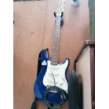 A BLUE ELECTRIC GEAR4MUSIC ELECTRIC GUITAR WITH CABLE