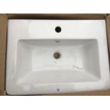 AN AS NEW AND BOXED VICTORIA PLUMB WHITE WASH BASIN 600 X 440 BAS1001