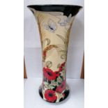 A LARGE MOORCROFT POTTERY FLANDERS FIELD PATTERN TRUMPER FORM VASE, HEIGHT APPROX 47 CM