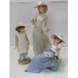 THREE NAO LLADRO CERAMIC GIRL FIGURES