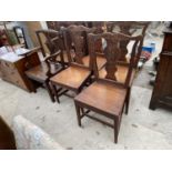 A SET OF FIVE LATE 18TH/ EARLY 19TH CENTURY NORTH COUNTRY CHIPPENDALE STYLE OAK DINING CHAIRS WITH