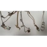 A COLLECTION OF FIVE ASSORTED SILVER NECKLACES