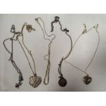 A COLLECTION OF FIVE ASSORTED SILVER NECKLACES