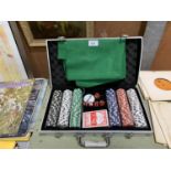 A CASED POKER SET, NEW