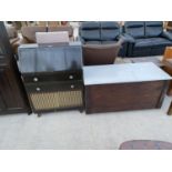 A MAHOGANY BUREAU AND A PINE BEDDING CHEST