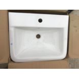 AN AS NEW AND BOXED VICTORIA PLUMB WHITE WASH BASIN 550 BAS1004