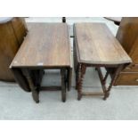 TWO OAK DROP LEAF DINING TABLES