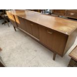 A G PLAN E GOMME LOW LOW RETRO TEAK SIDEBOARD WITH FALL FRONT, TWO CONCERTINA DRAWERS AND THREE