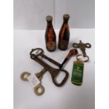 MIXED COLLECTABLES - VINTAGE MINIATURE GUINNESS BOTTLES, BOTTLE OPENERS ETC