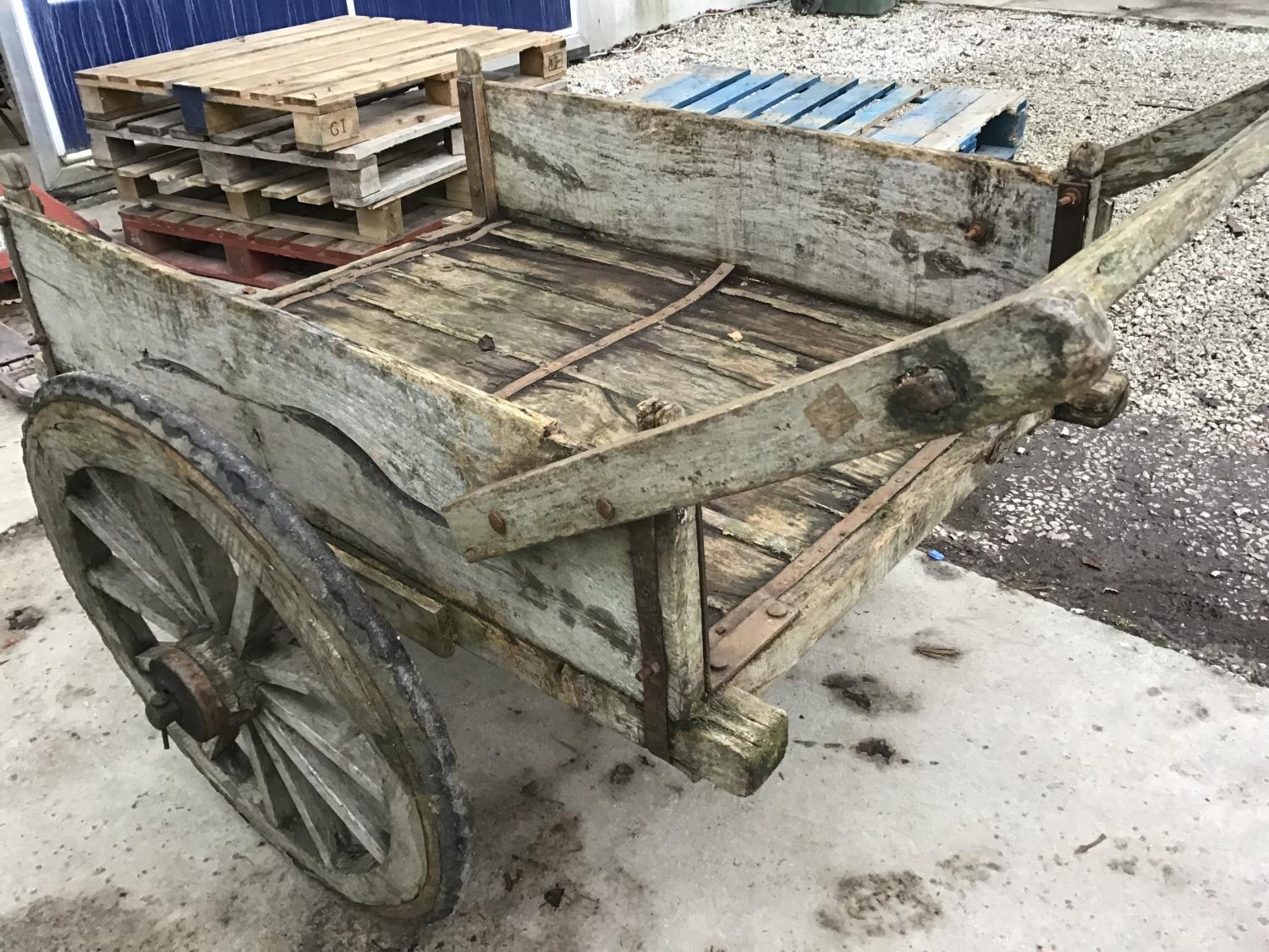 A VINTAGE INDIAN WOODEN THREE WHEELED CART - Image 5 of 5