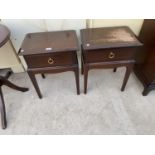 TWO STAG MINSTREL MAHOGANY BEDSIDE CHESTS