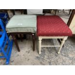 TWO UPHOLSTERED PIANO STOOLS