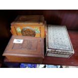 THREE VINTAGE WOODEN BOXES TO INCLUDE ANGLO-INDIAN EXAMPLE
