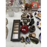 A MIXED GROUP OF CERAMICS, WATCH DISPLAY BOX ETC